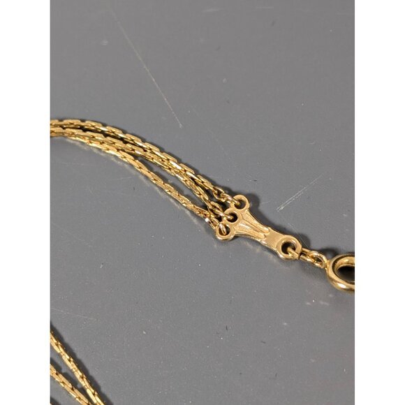 Vintage Gold Tone Triple Chain Layered Necklace Long 26" Classic Elegant - Picture 7 of 8